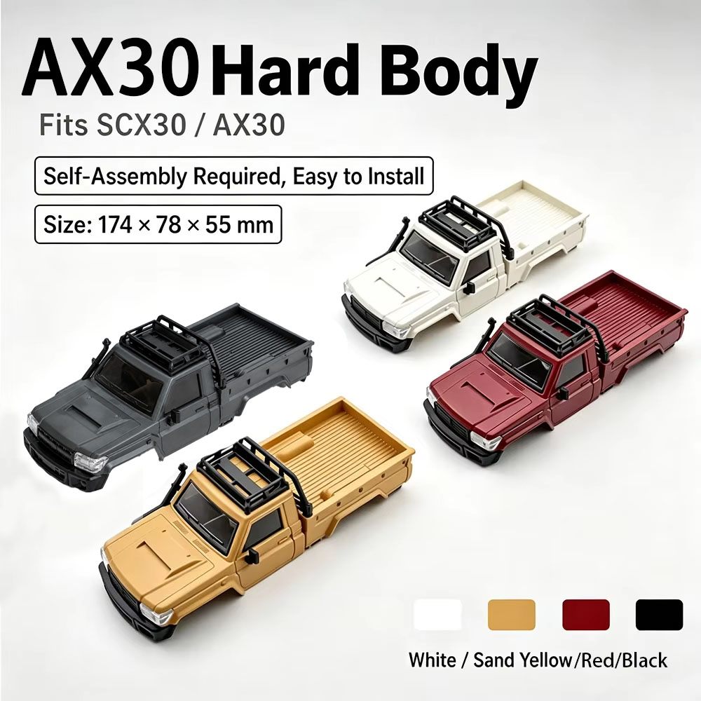 Rc Hobby Grade Truck - 1/30スケールのAX30 SCX30 RCロッククローラー用、AX30ピックアップのハードボディシェル。アップグレード用アクセサリー。複数のカラーオプションあり。